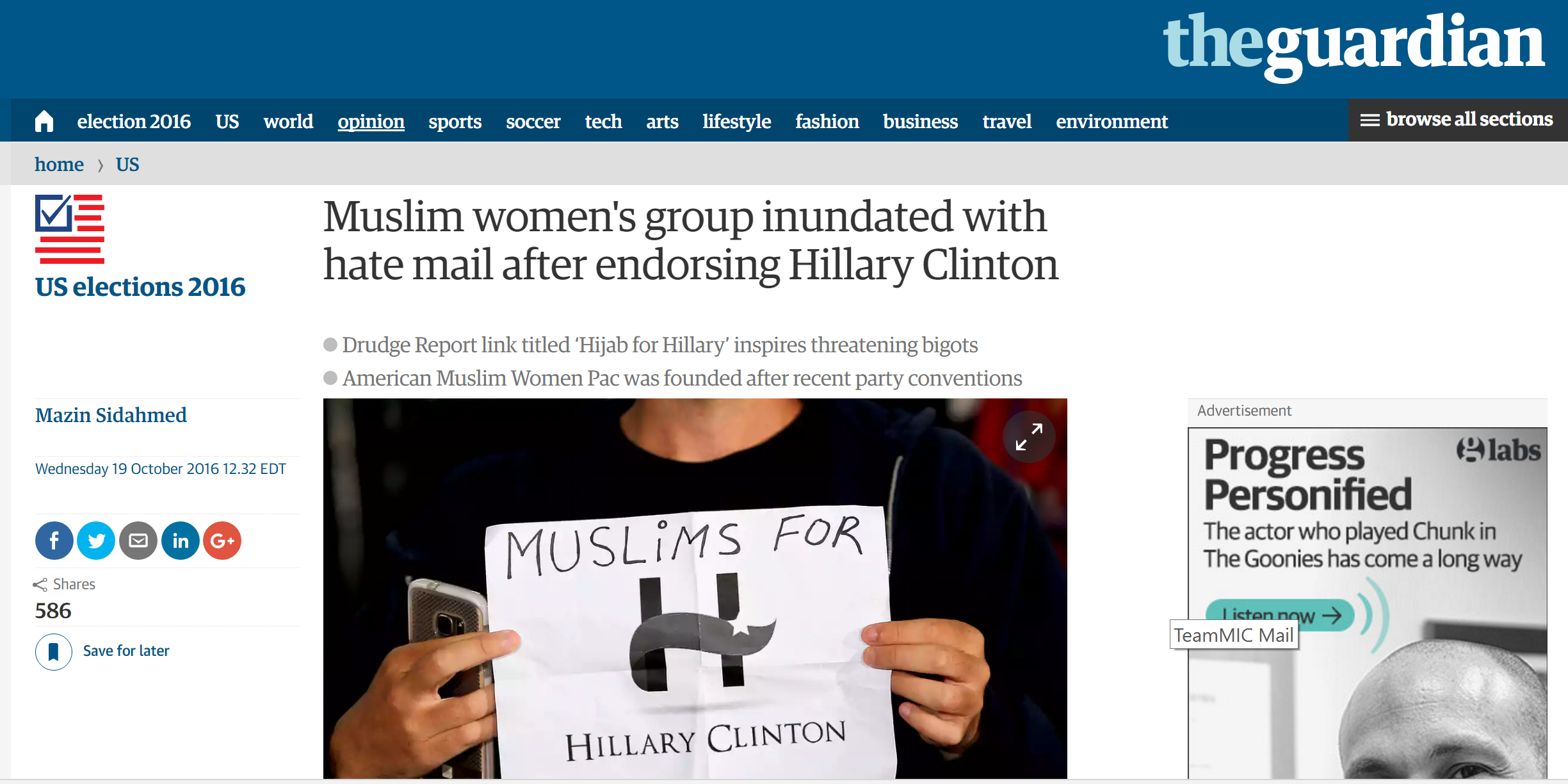 American Muslim Women PAC featured in the Guardian on 10-19-2016
